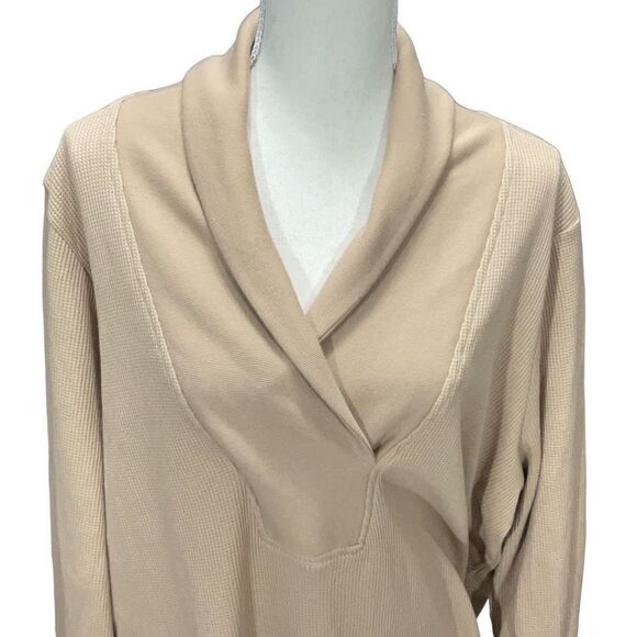 Roamans Beige Long Sleeve Waffle Knit Pullover Collared Sweater Women’s Size 1X - Picture 2 of 5